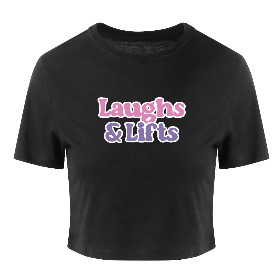 Laughs and Lifts Cropped Black Women's T-Shirt