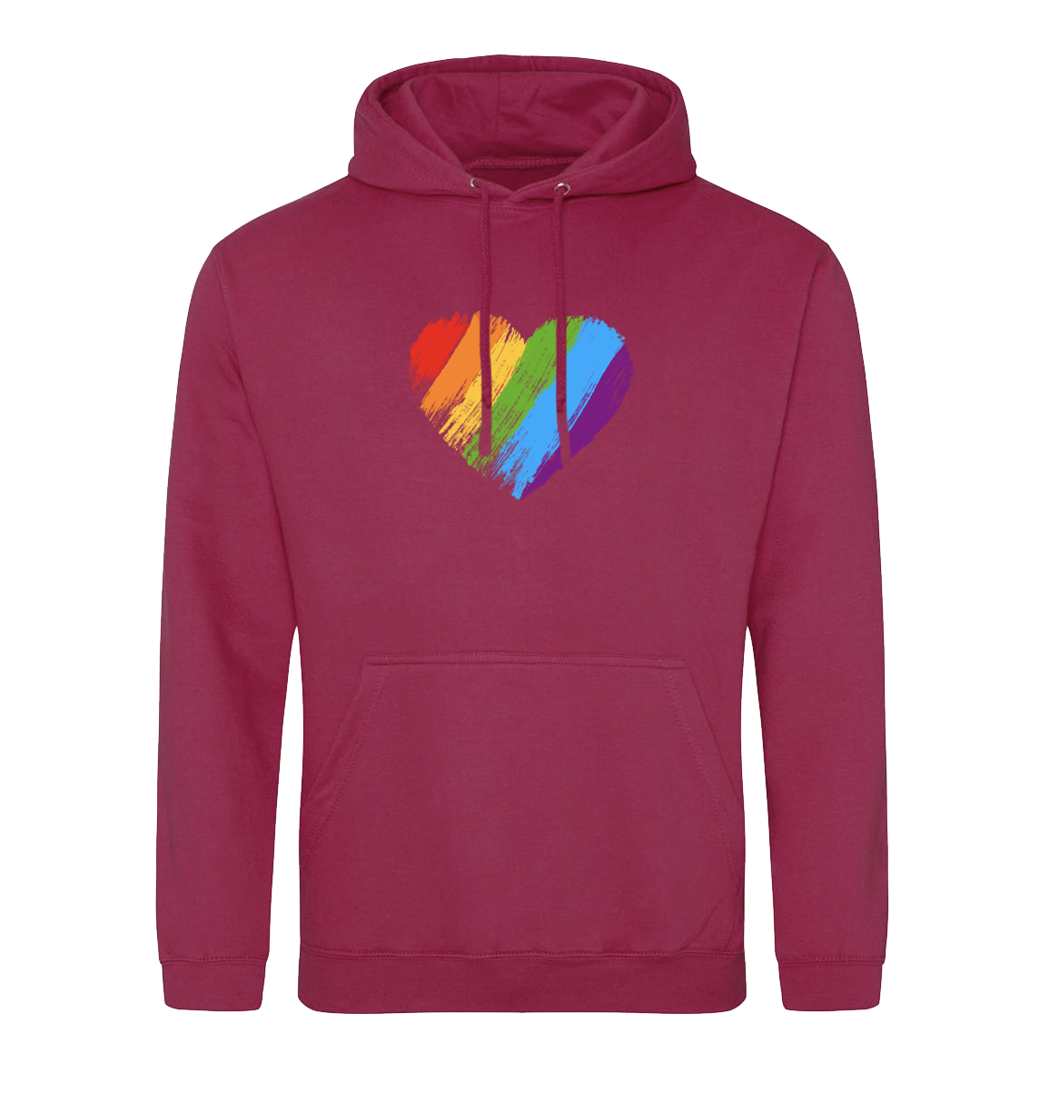 Medium Cranberry Rainbow Heart Hoodie