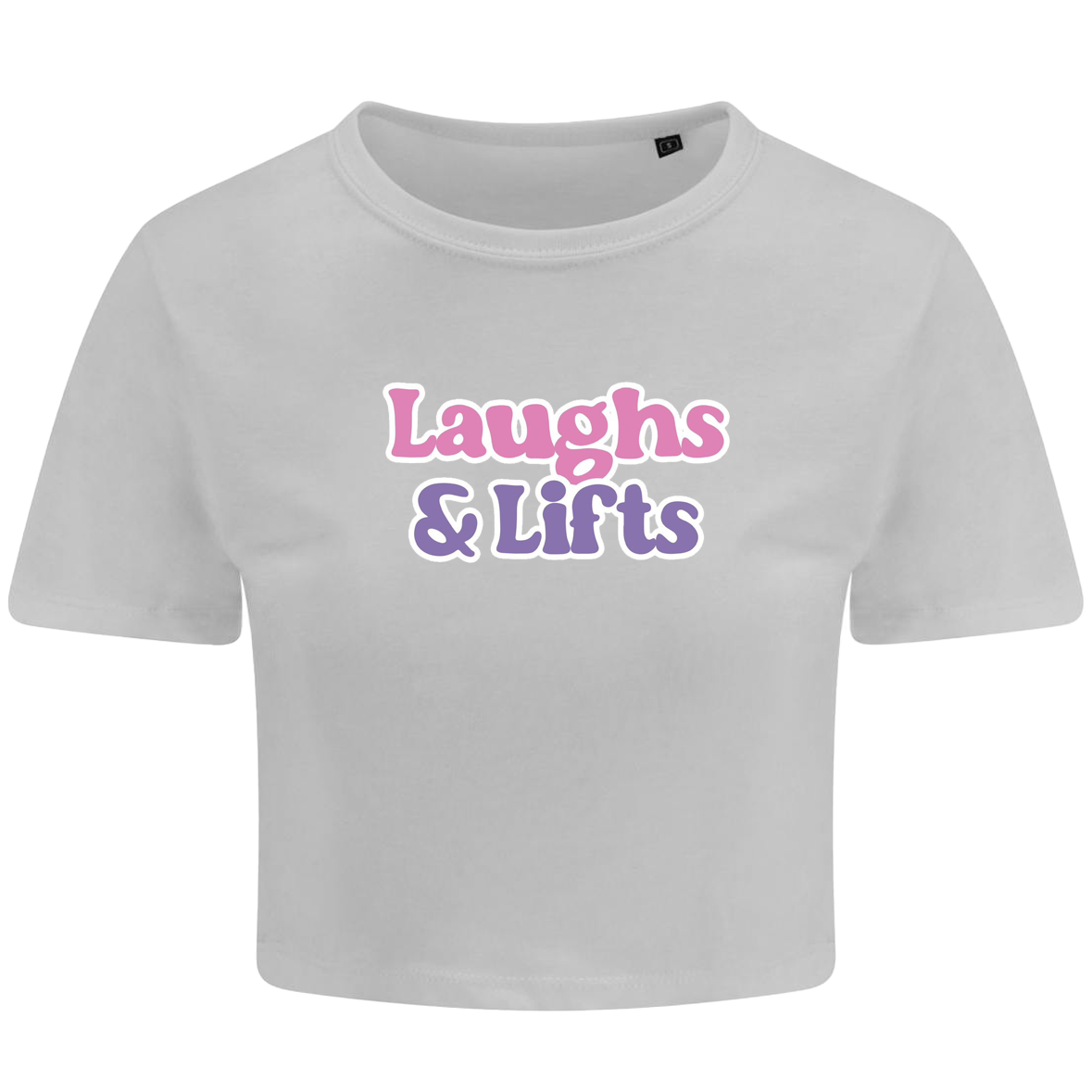 Laugh and Lifts Women's White Cropped T-Shirt