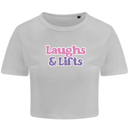 Laugh and Lifts Women's White Cropped T-Shirt