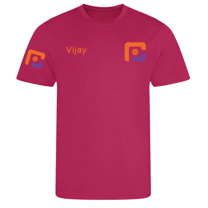 Oxfordshire Pickleball Technical T-Shirt Orange Logo