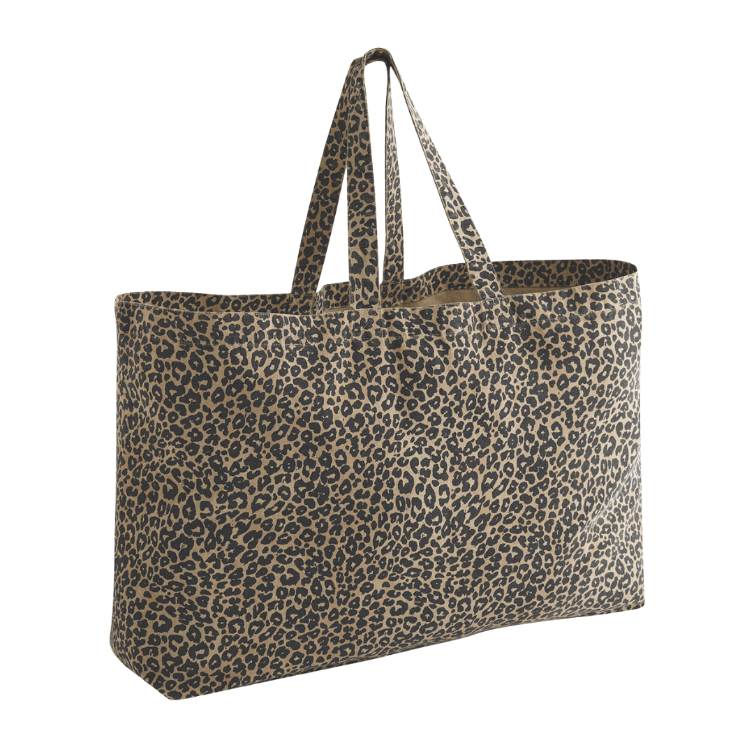 Leopard Print Canvas Oversized Tote Bag