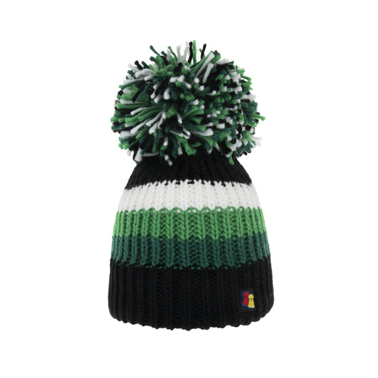 Black, Green and White Big Bobble Hat