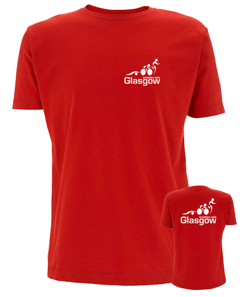 Glasgow Triathlon Club Technical Red T-Shirt - White Logo